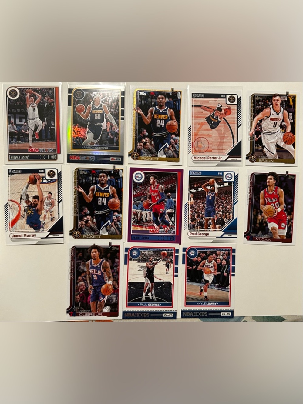 Lot 14 nba basketball cards collection nuggets and 76ers